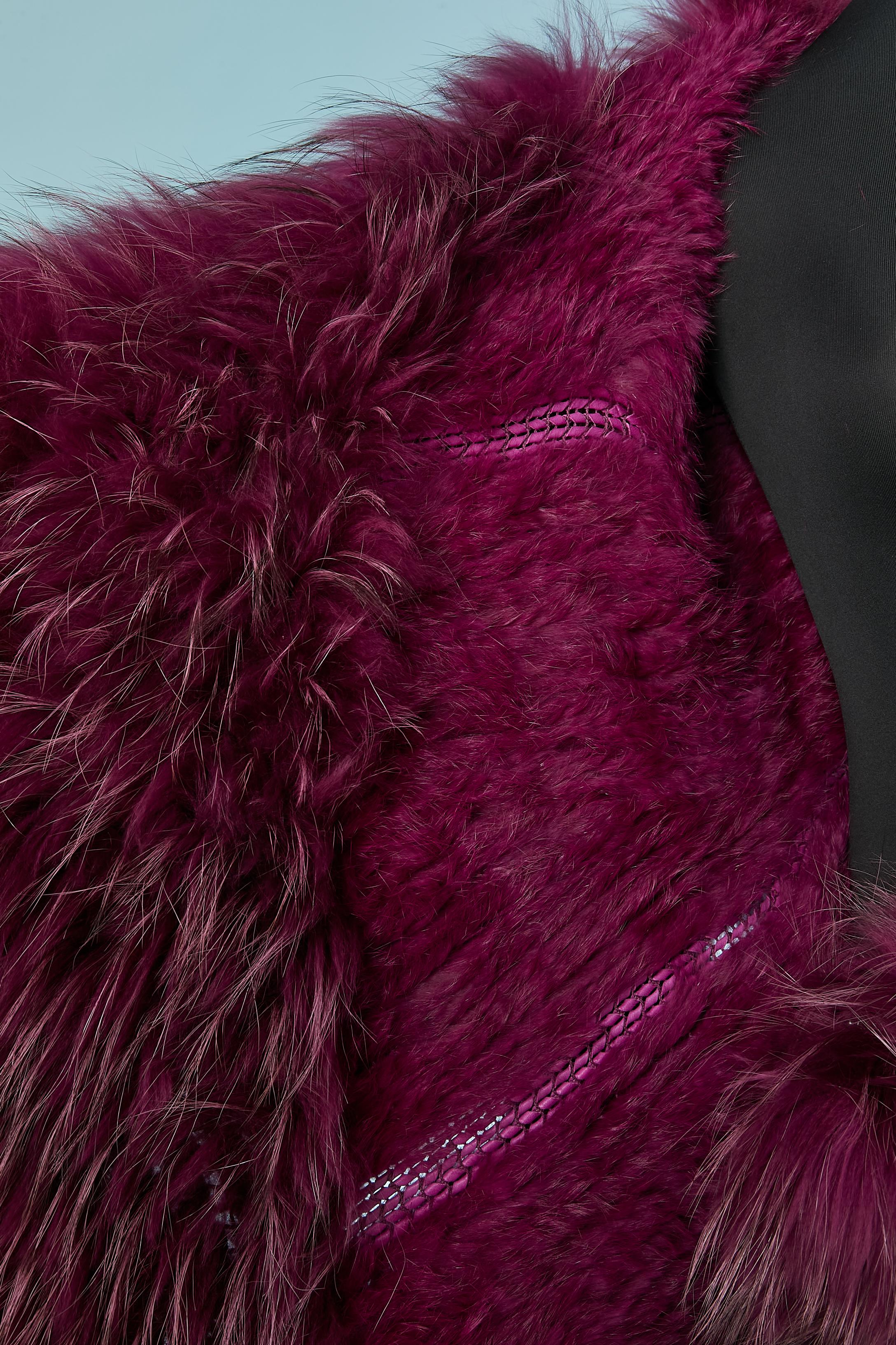 Wrapped purple knitted fur and leather coat Sonia Rykiel For Sale 4