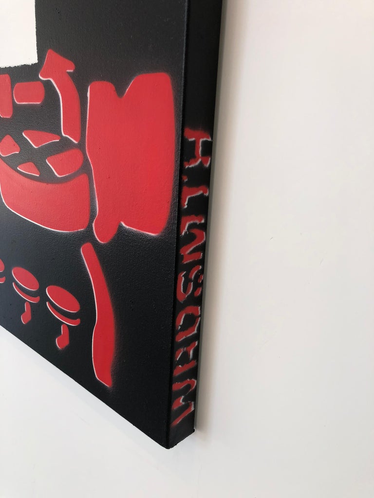 WRDSMTH “Post” acrylic spray paint stencil on canvas For Sale at