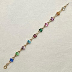 WRE 12K Gold Filled Harlequin Glass Link Bracelet circa 1950s