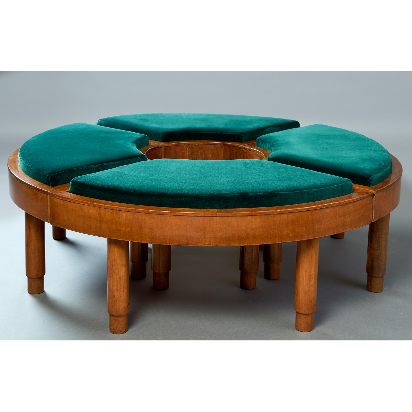 Mid-20th Century Wreath of Four Polished Wood Stools, Italy 1930s
