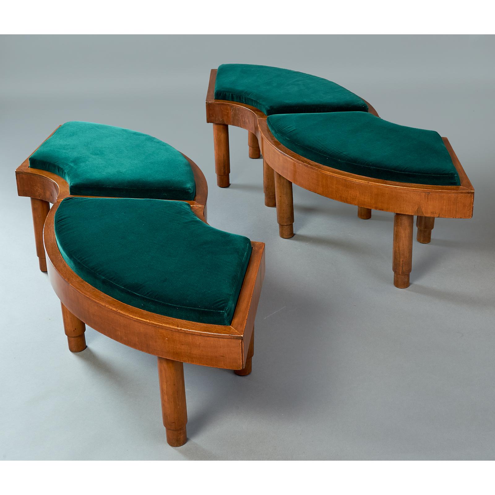 Wreath of Four Polished Wood Stools, Italy 1930s 1