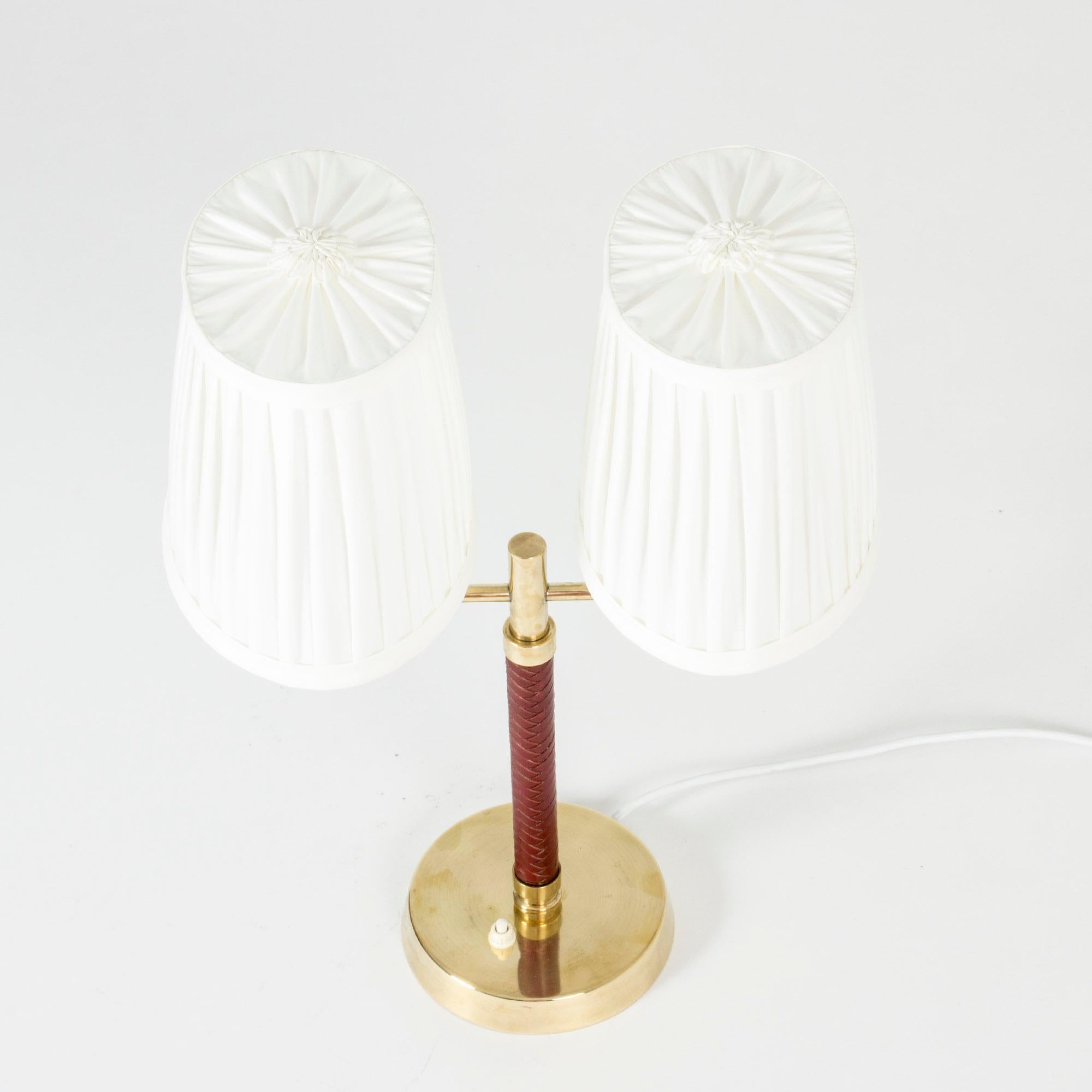 Scandinavian Modern Wreathed Leather Table Lamp from Karlskrona Lampfabrik