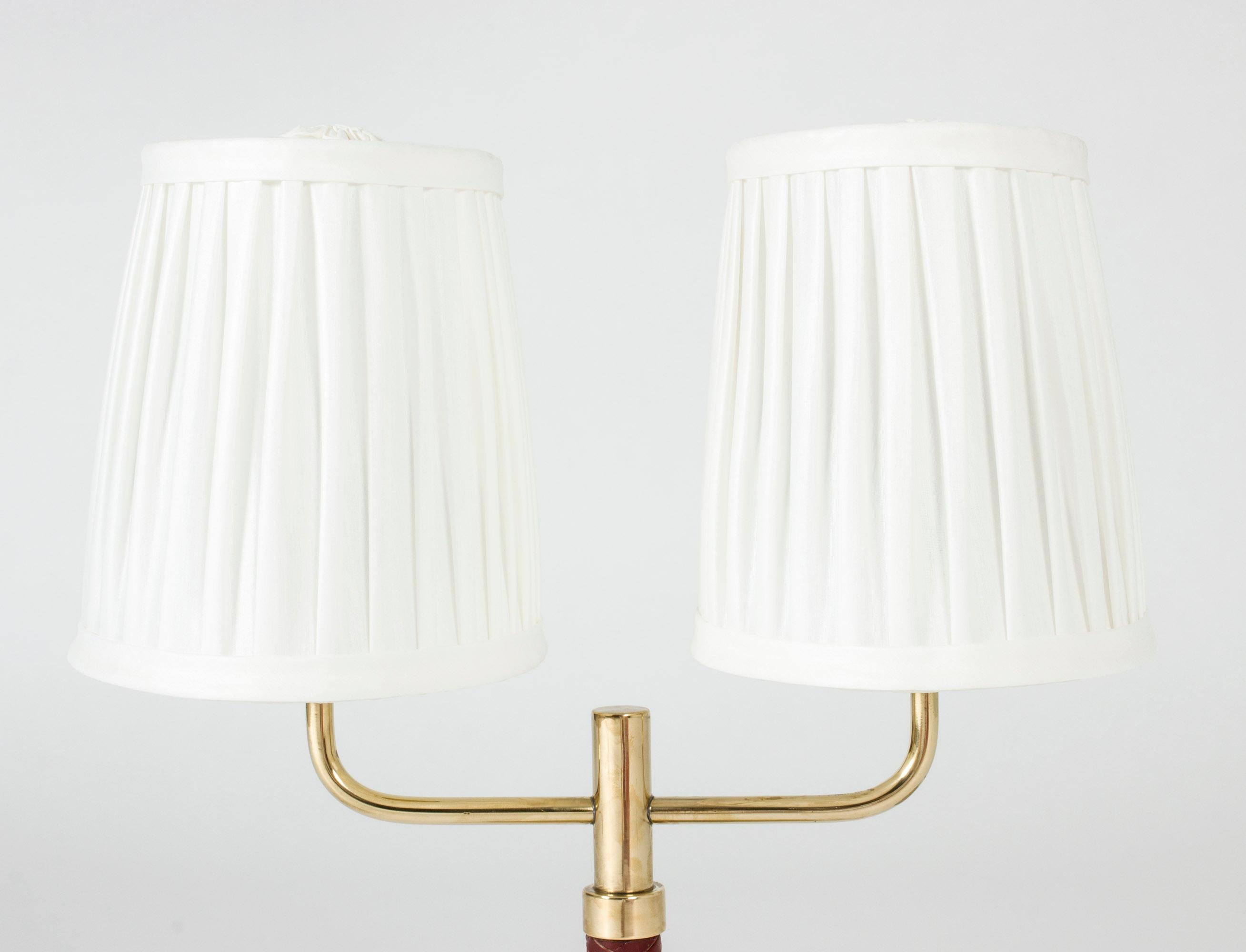 Swedish Wreathed Leather Table Lamp from Karlskrona Lampfabrik