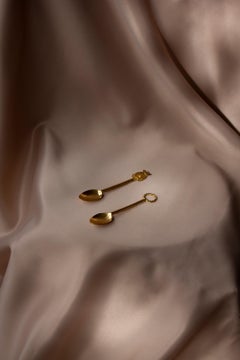 Contemporary Tea Spoons Golden Plated Set Handcrafted in Italy by Natalia Criado