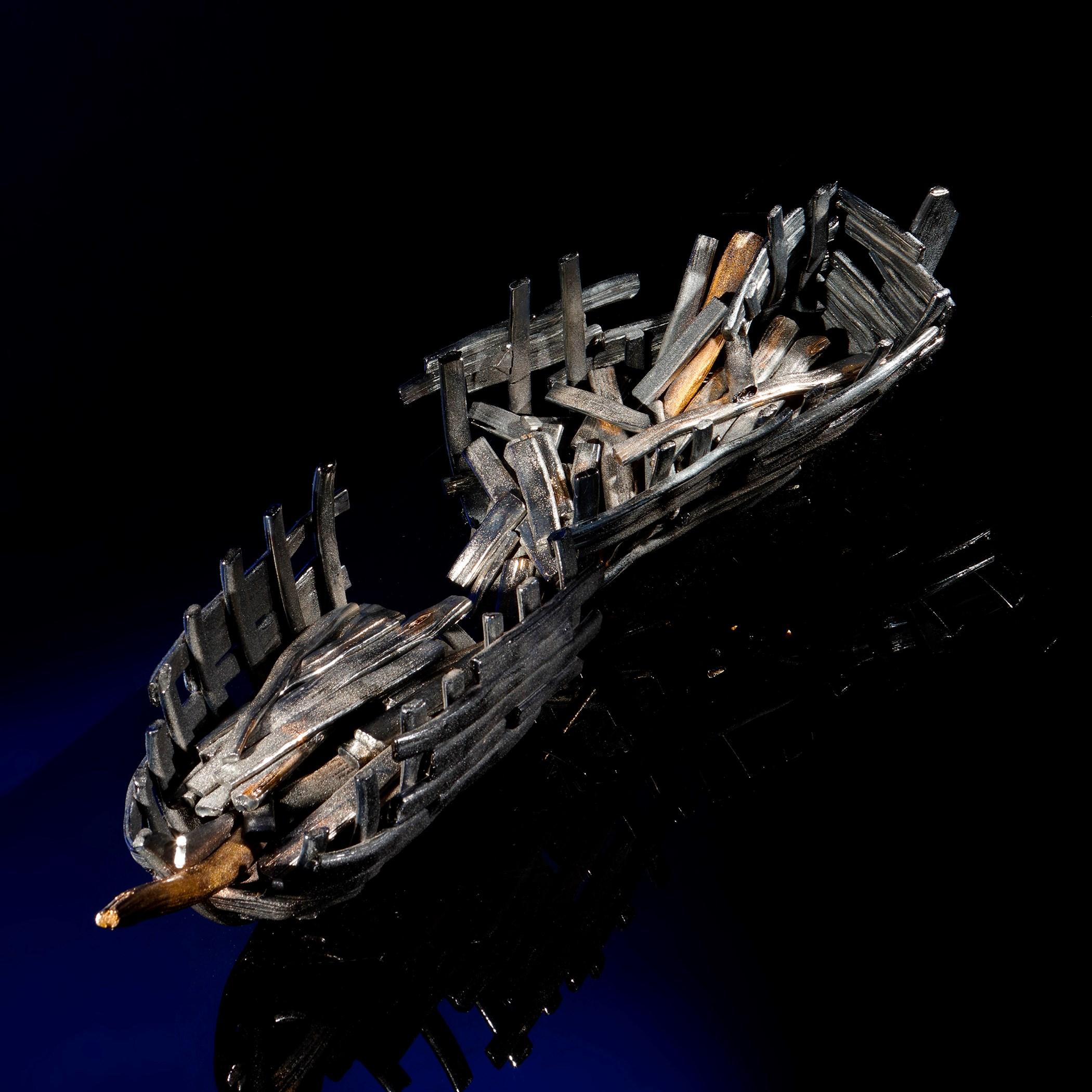 Wreck 2401-1GB, black glass shipwreck sculpture by James Devereux 3