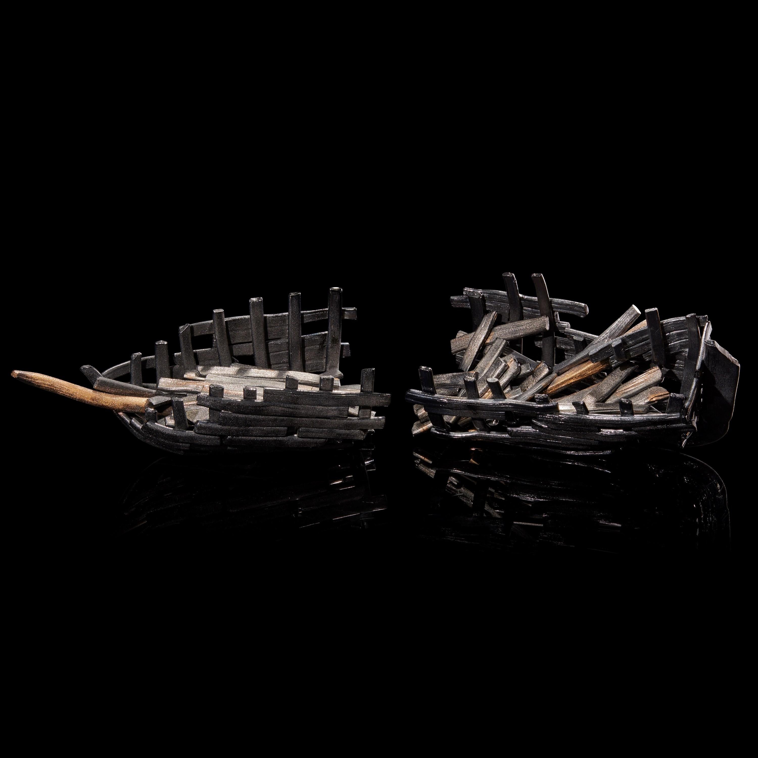 Wreck 2401-1GB, black glass shipwreck sculpture by James Devereux 2