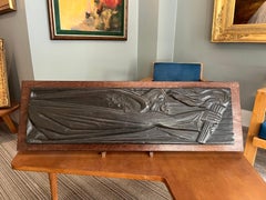 Signed Wrede - Angel with torch - Bas-Relief