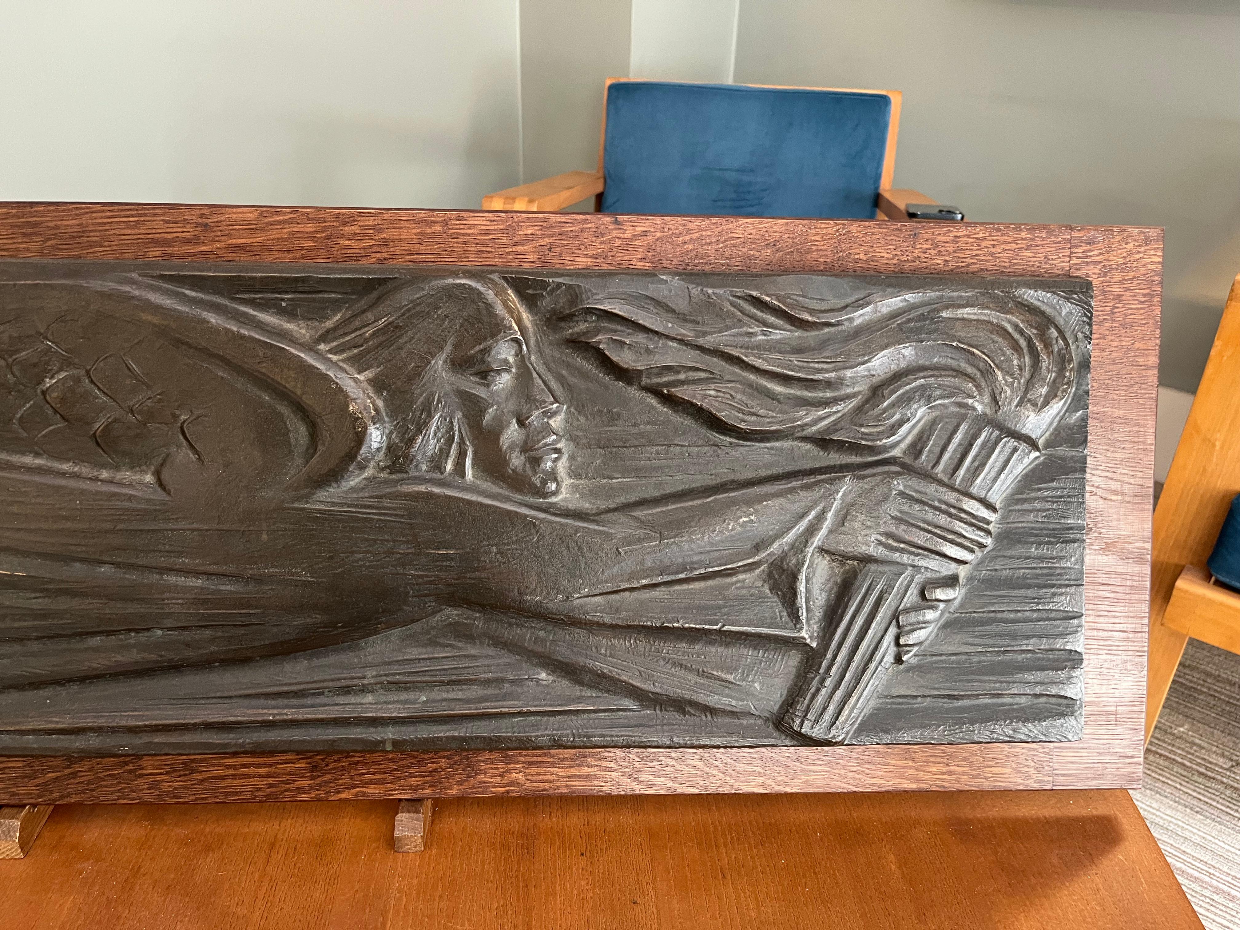 Firmato Wrede - Angelo con torcia - Bas-Relief in vendita 2