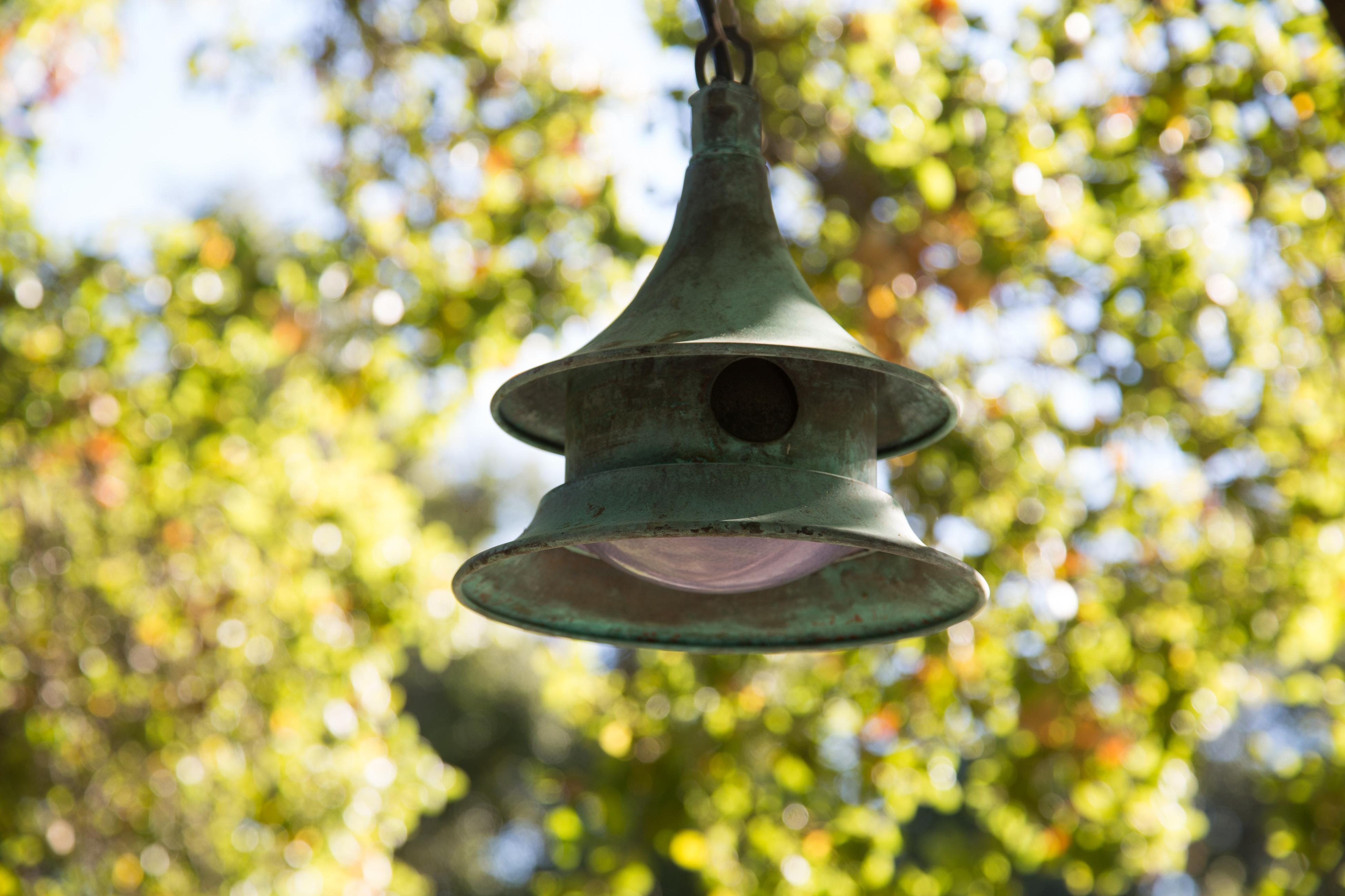 American Wren House Outdoor Suspension Lamp in Verdigris Copper