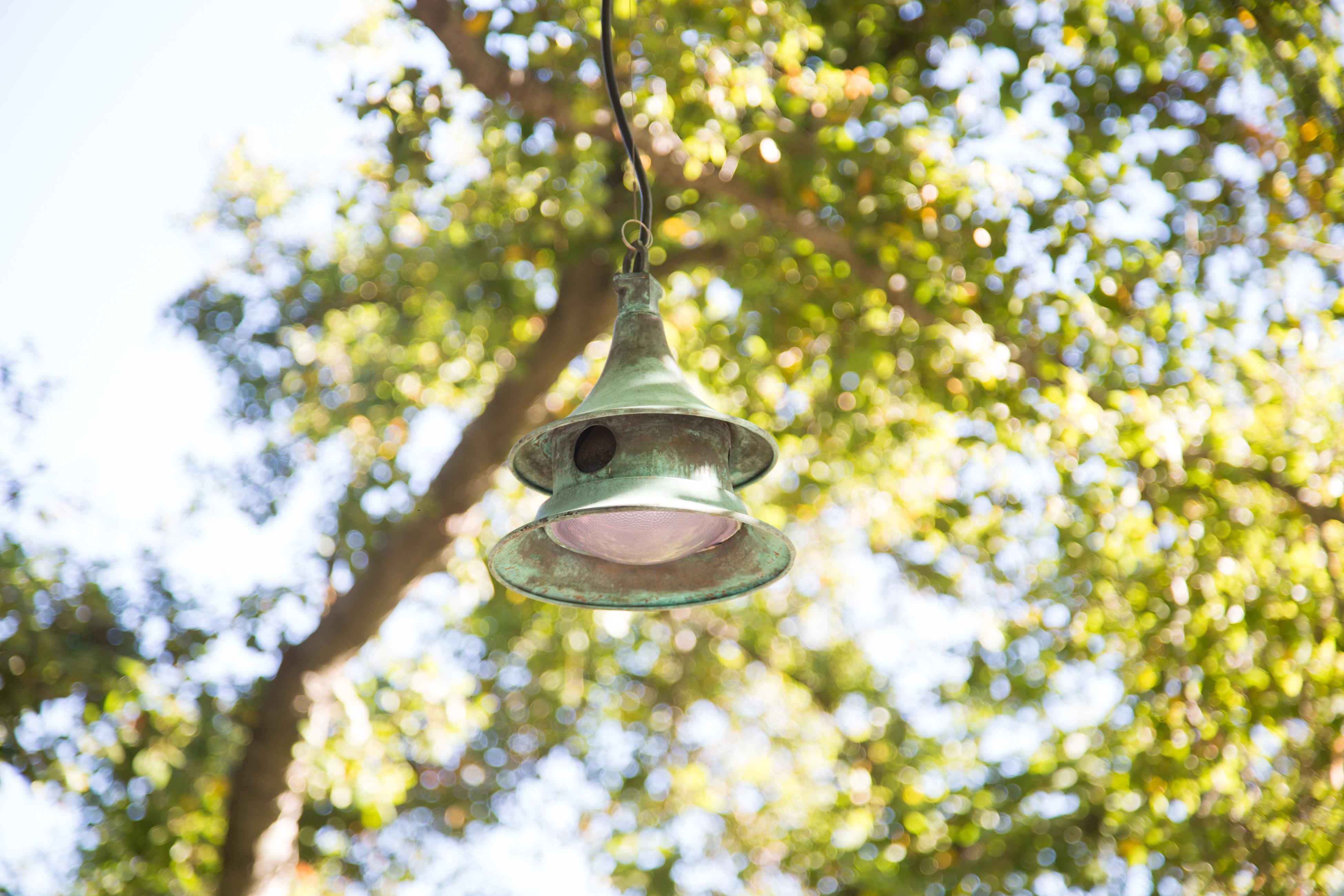 Wren House Outdoor Suspension Lamp in Verdigris Copper In New Condition In Glendale, CA