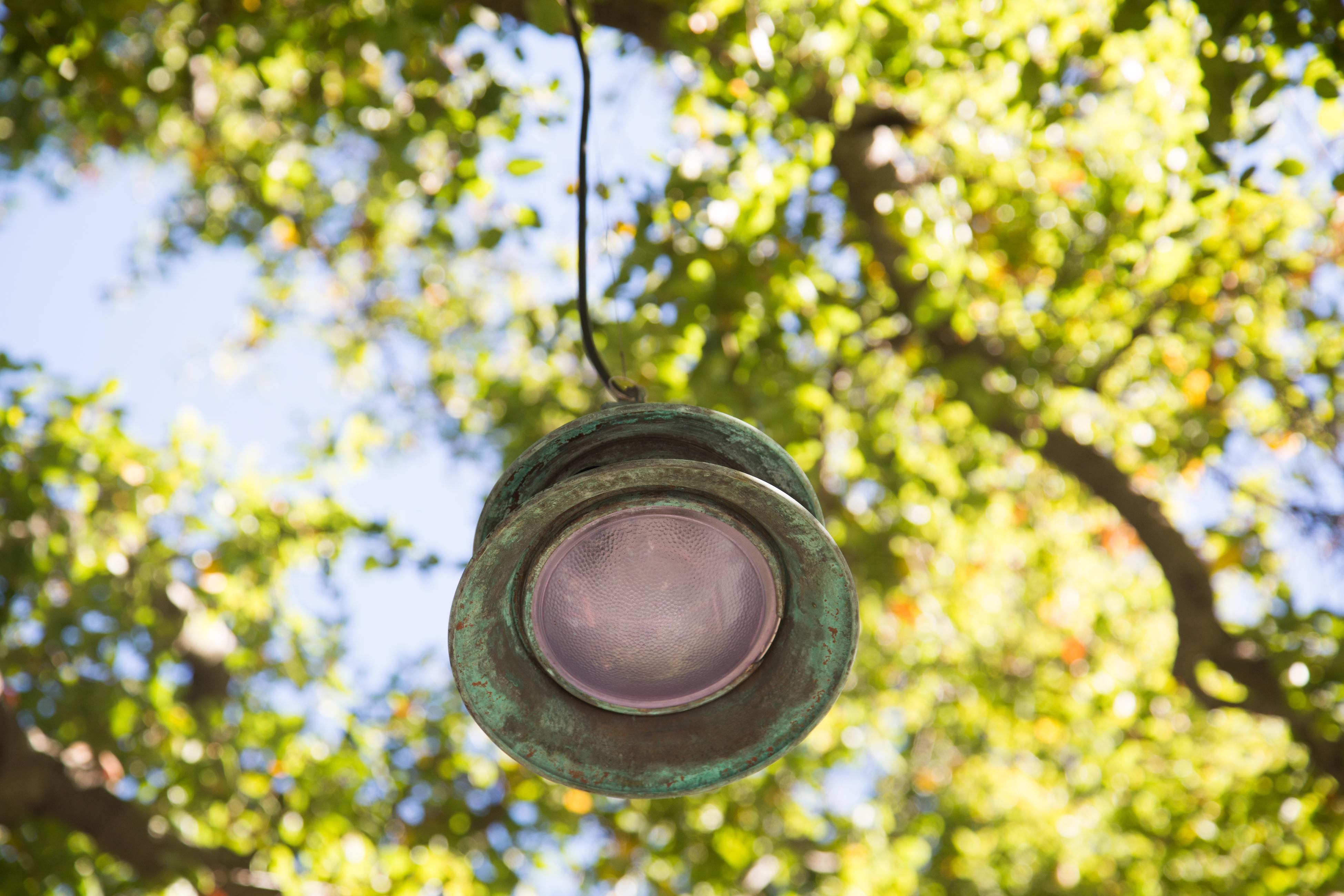 Contemporary Wren House Outdoor Suspension Lamp in Verdigris Copper