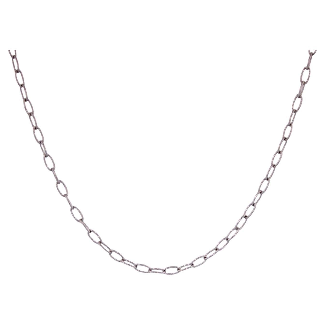 Wrenley  18k White Gold Fancy Chain – 18" Textured Oval Links (2 x 5 mm) For Sale