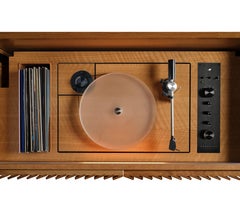 Wrensilva M1 Record Player Console in White Oak and Brass