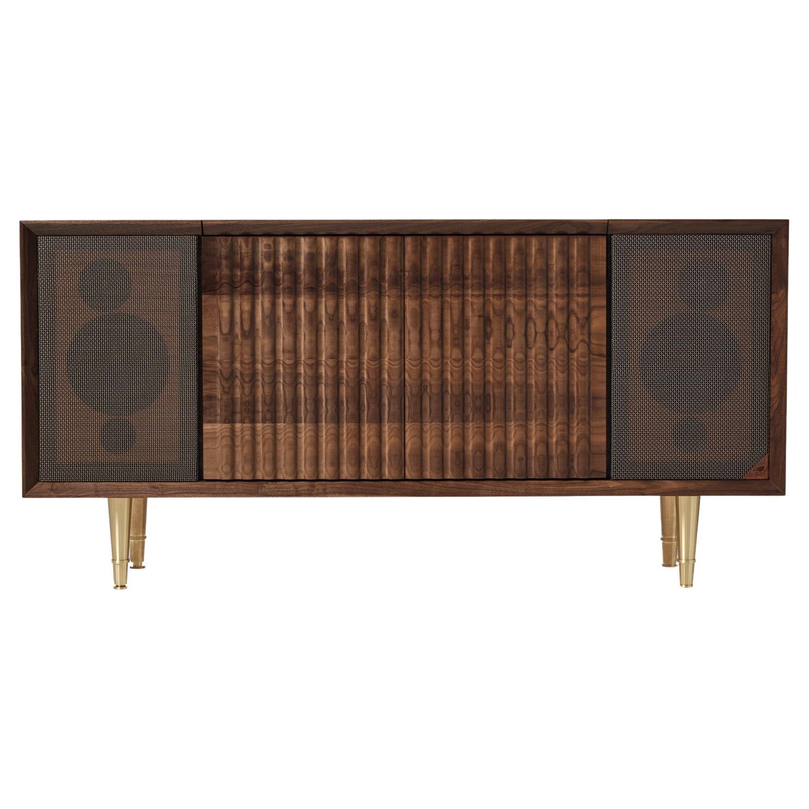 Wrensilva Standard Record Player Console in Natural Walnut / Brass