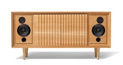Wrensilva Standard Record Player Console in White Oak/Brass