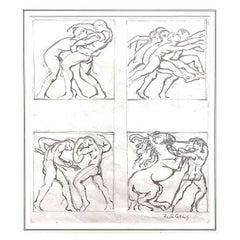 "Wrestlers, Runners, Warriors, Equestrian", Early Drawings, Paul Cadmus, 1930s
