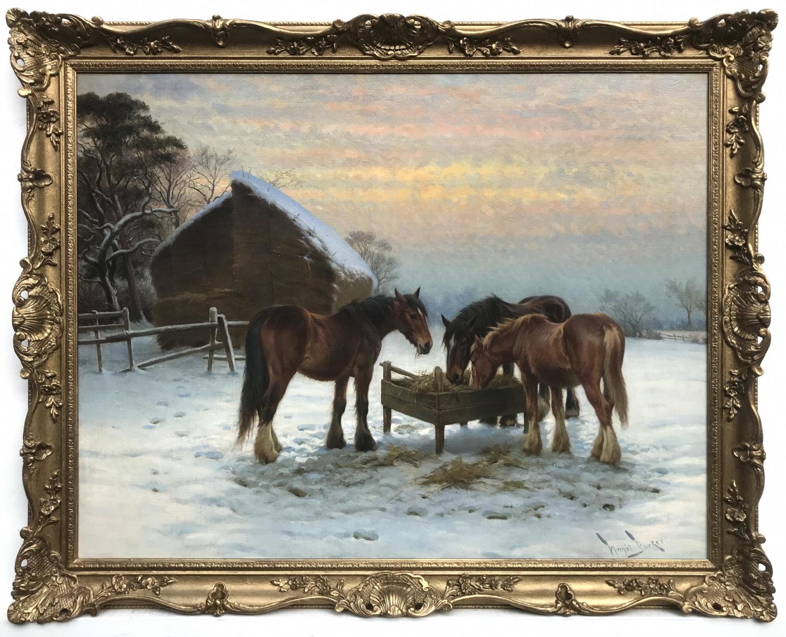 Alimentazione dei cavalli - Painting di Wright Barker