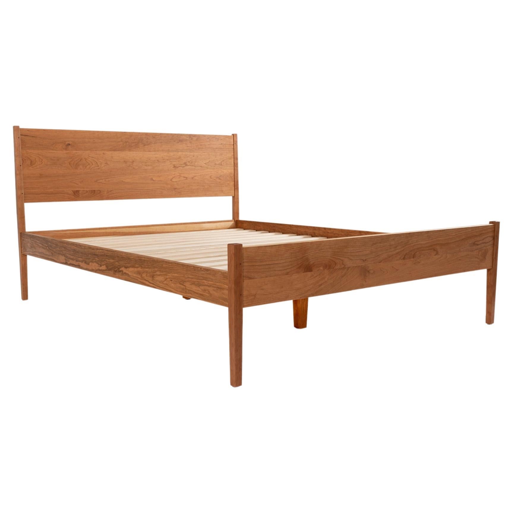 Wright Bed, Modern Shaker Queen Bed in Cherry For Sale