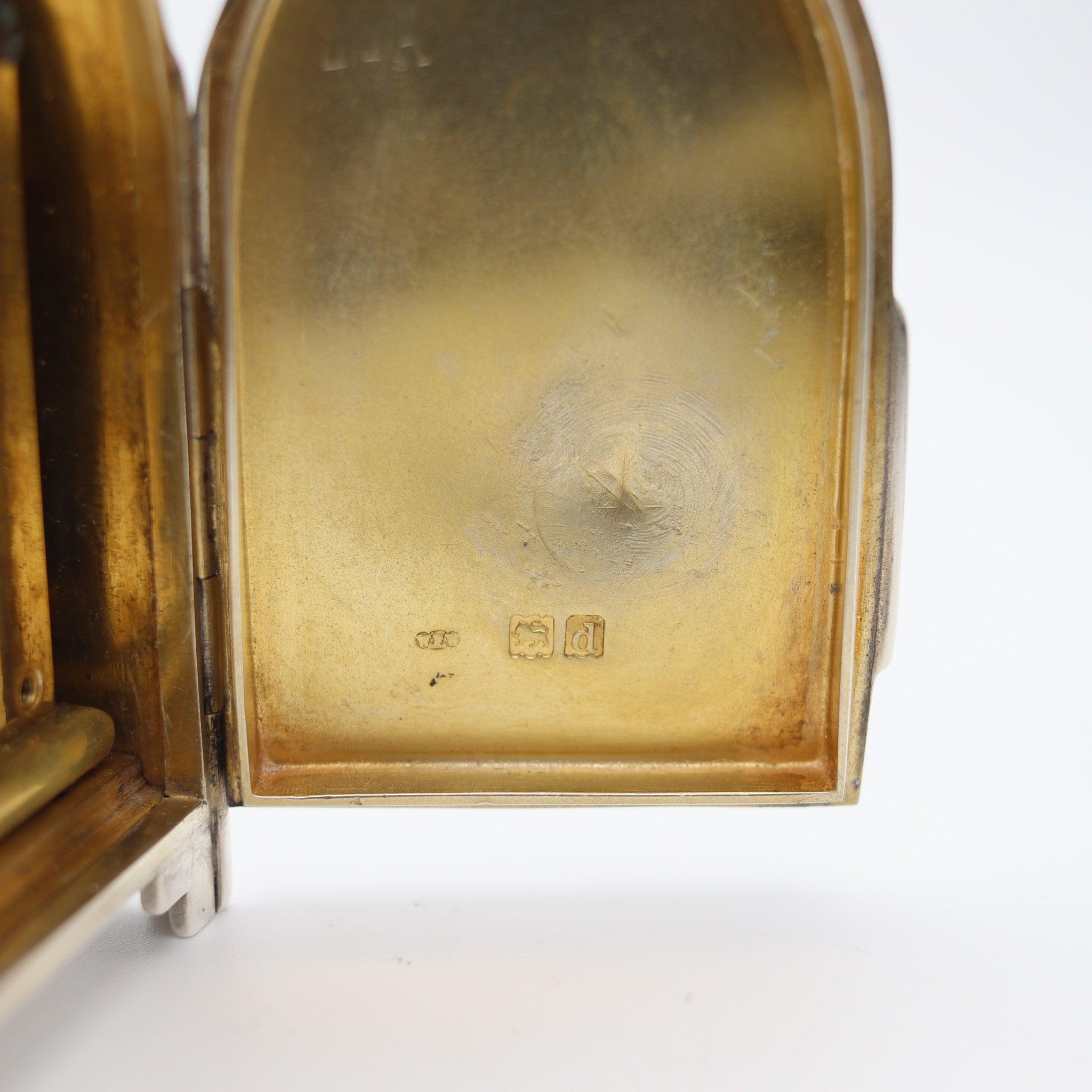 Argento WRIGHT & DAVIES 1900 Orologio da carrozza smaltato guilloché in argento 925 in vendita