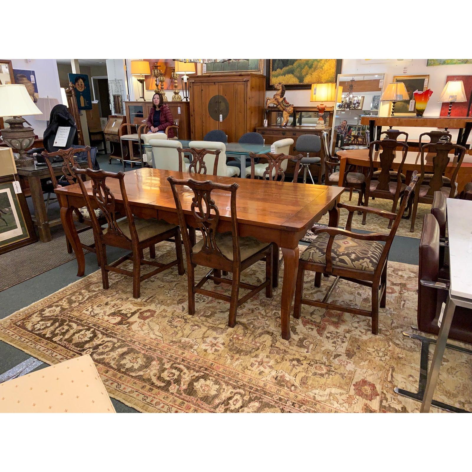 Wright Furniture Company Extension Table and Chippendale Style Chair Dining Set For Sale 4
