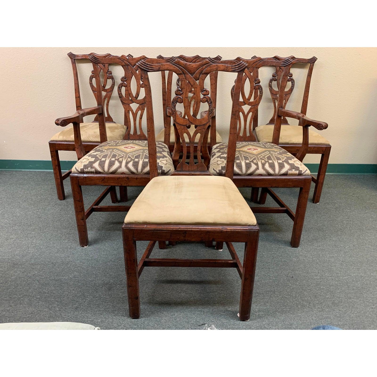 Other Wright Furniture Company Extension Table and Chippendale Style Chair Dining Set For Sale