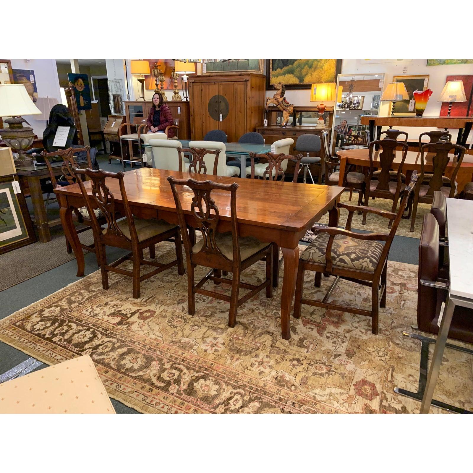 20th Century Wright Furniture Company Extension Table and Chippendale Style Chair Dining Set For Sale