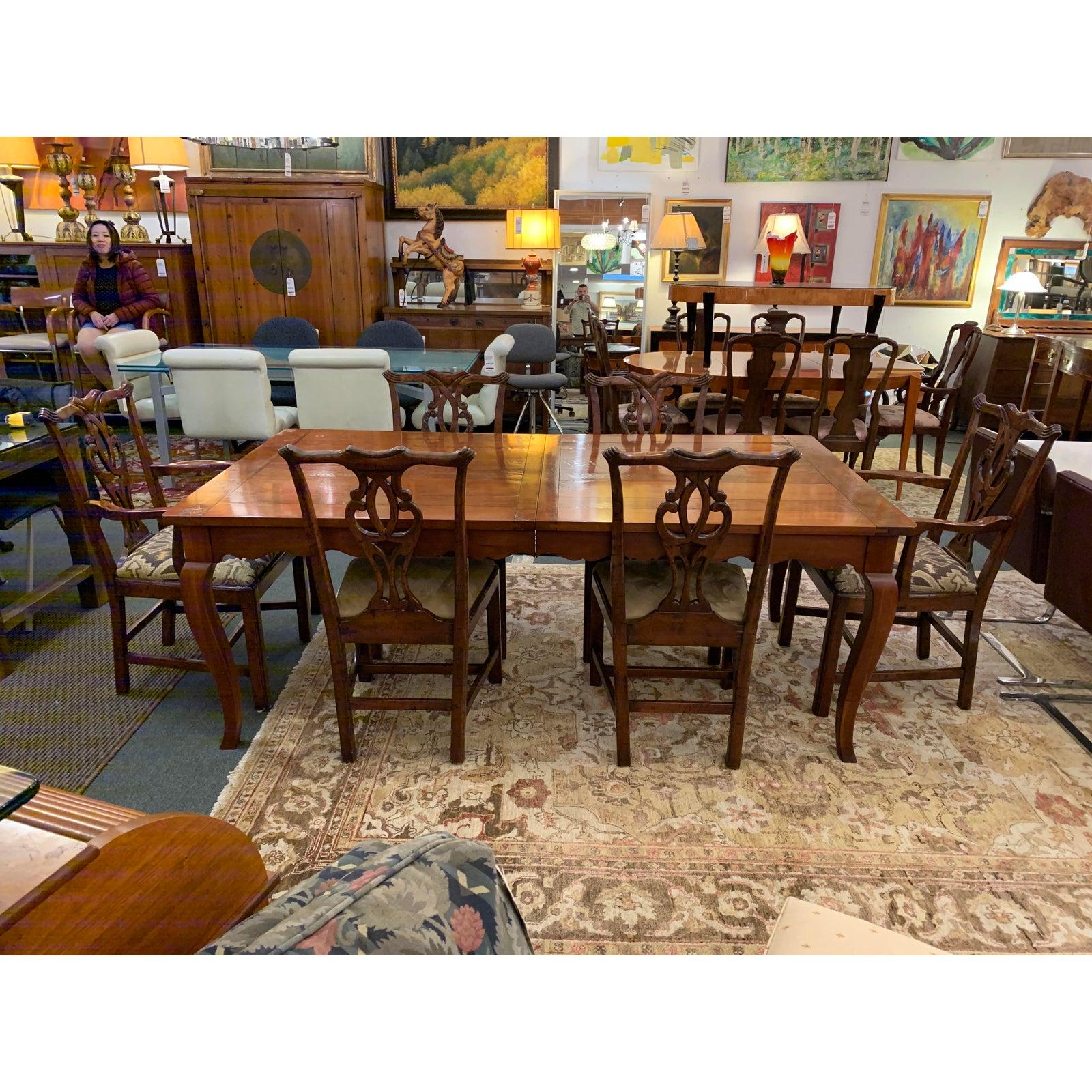 Wright Furniture Company Extension Table and Chippendale Style Chair Dining Set For Sale 1