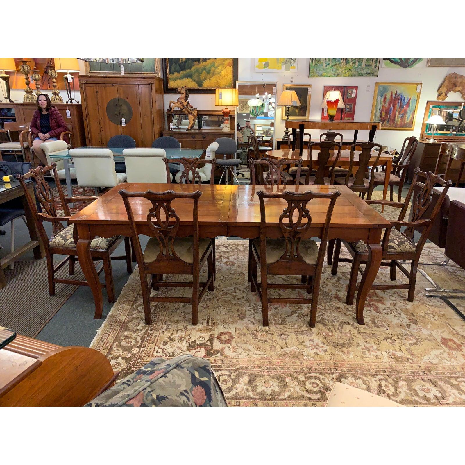Wright Furniture Company Extension Table and Chippendale Style Chair Dining Set For Sale 2