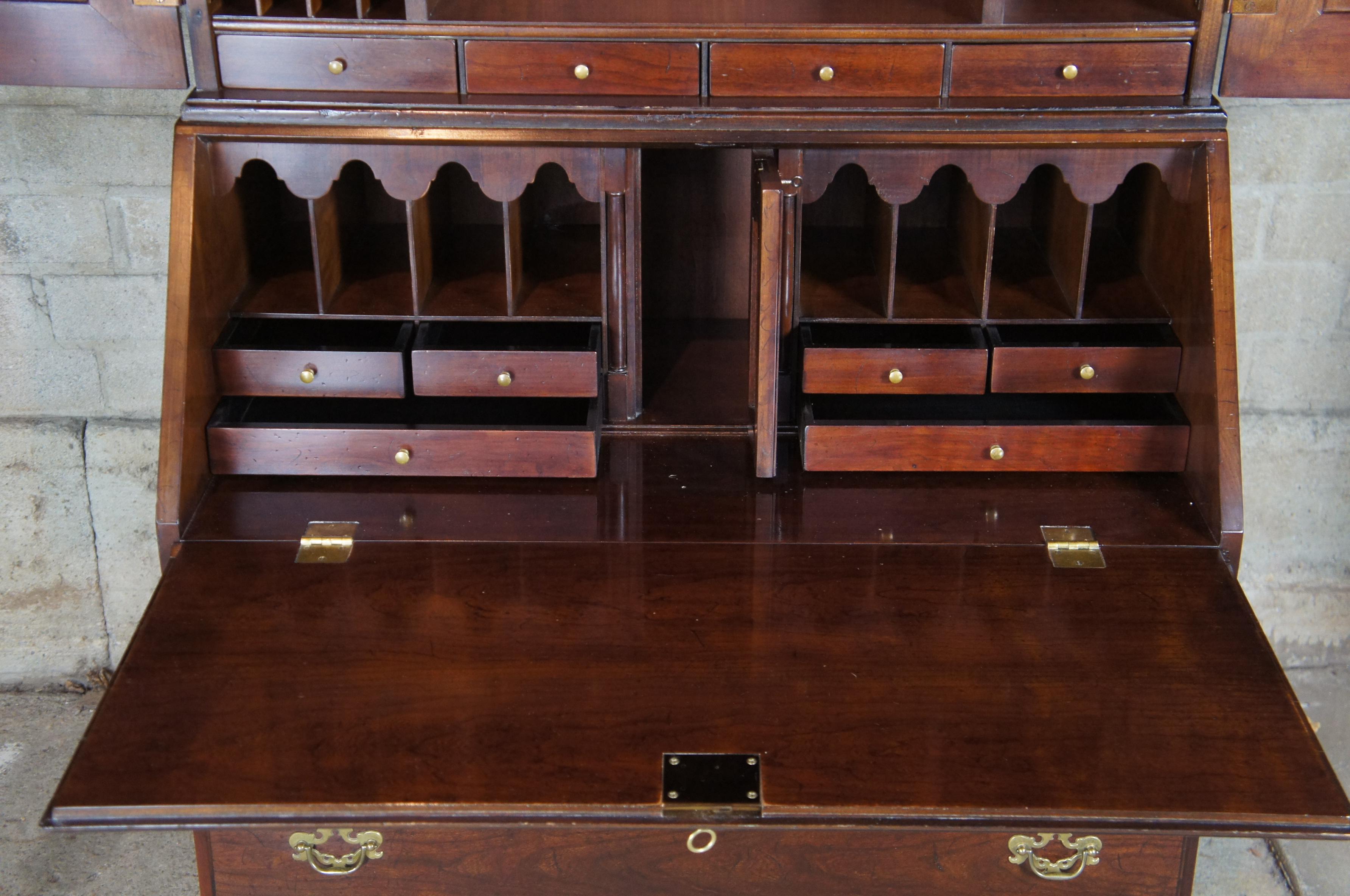 American Colonial Wright Table Co. New England Style Cherry Blind Door Secretary Desk and Bookcase