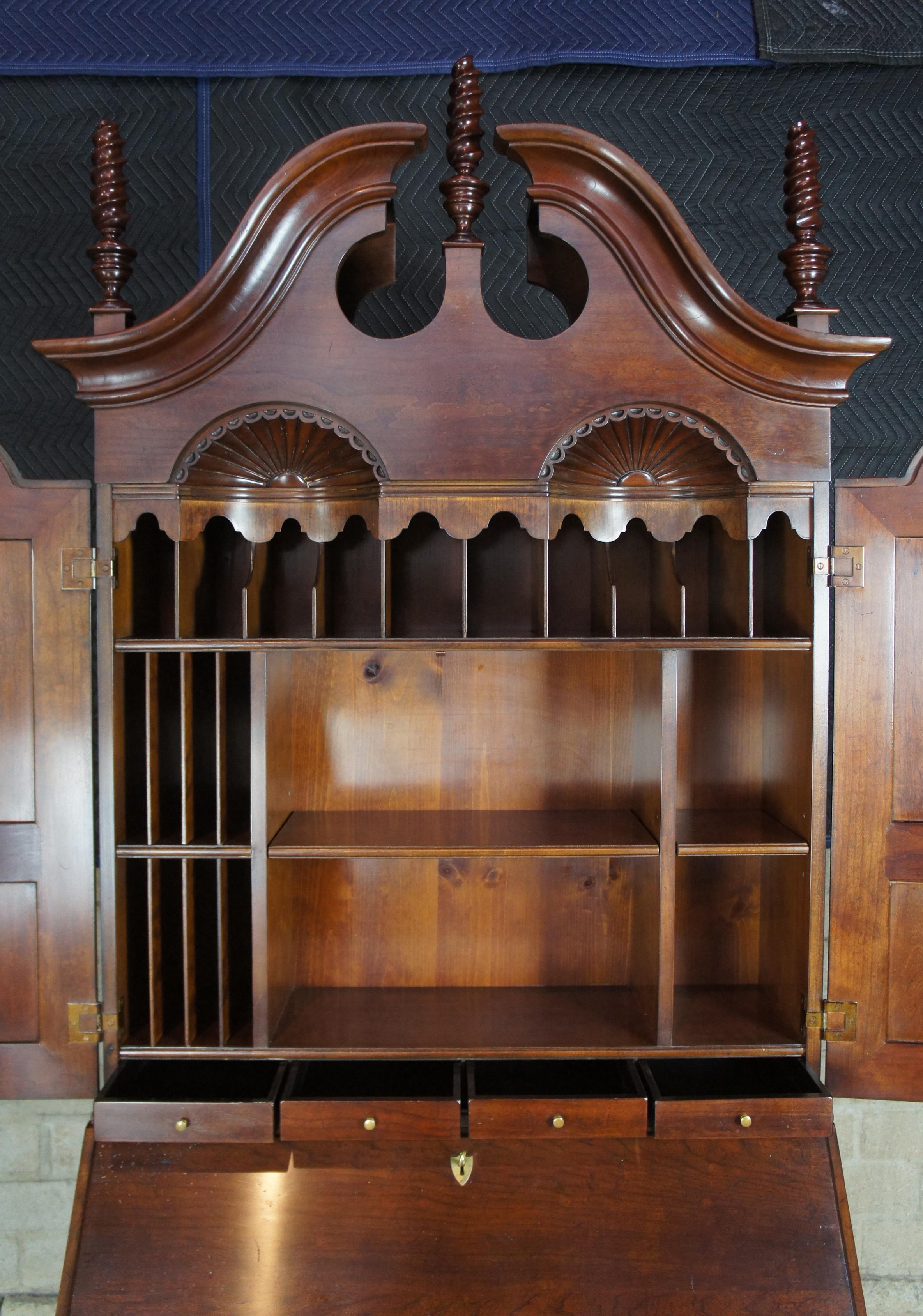 American Wright Table Co. New England Style Cherry Blind Door Secretary Desk and Bookcase