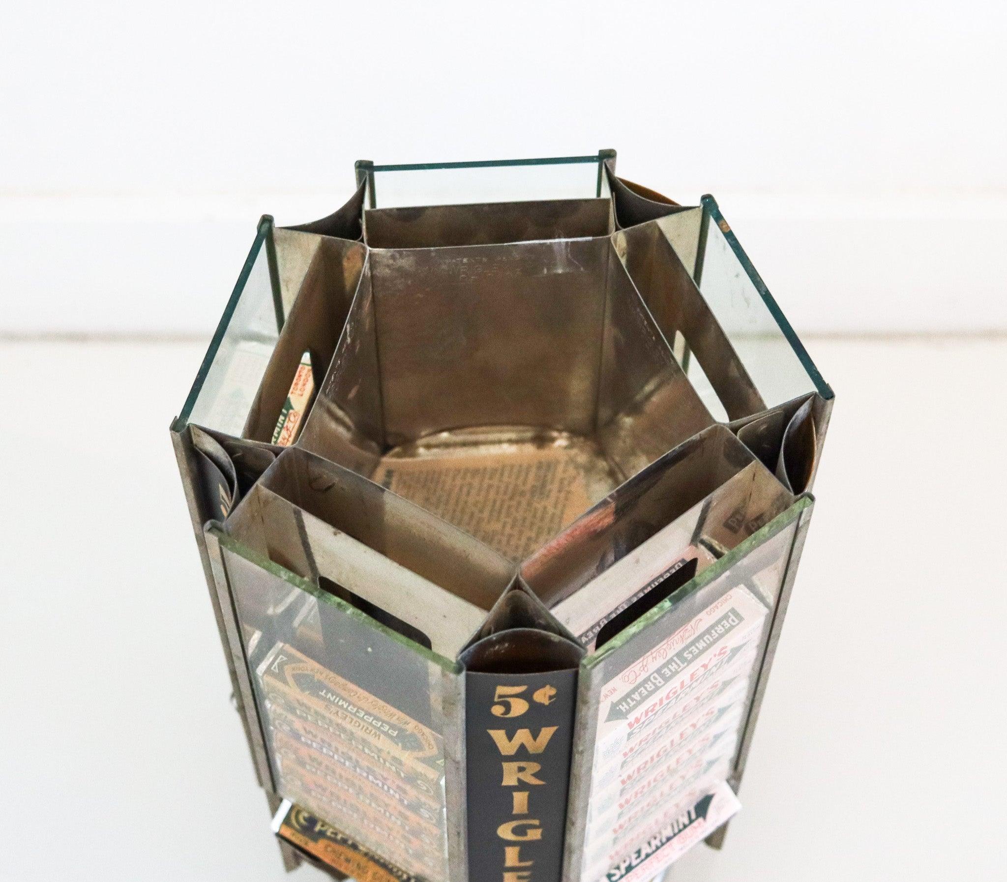 WRIGLEY'S 1920 Art Deco Antiguo Mostrador Giratorio Para Caramelos De Chicle Acero en venta