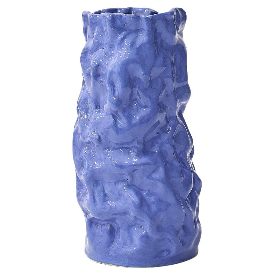 Wrinkled Blue Vase by Siup Studio For Sale