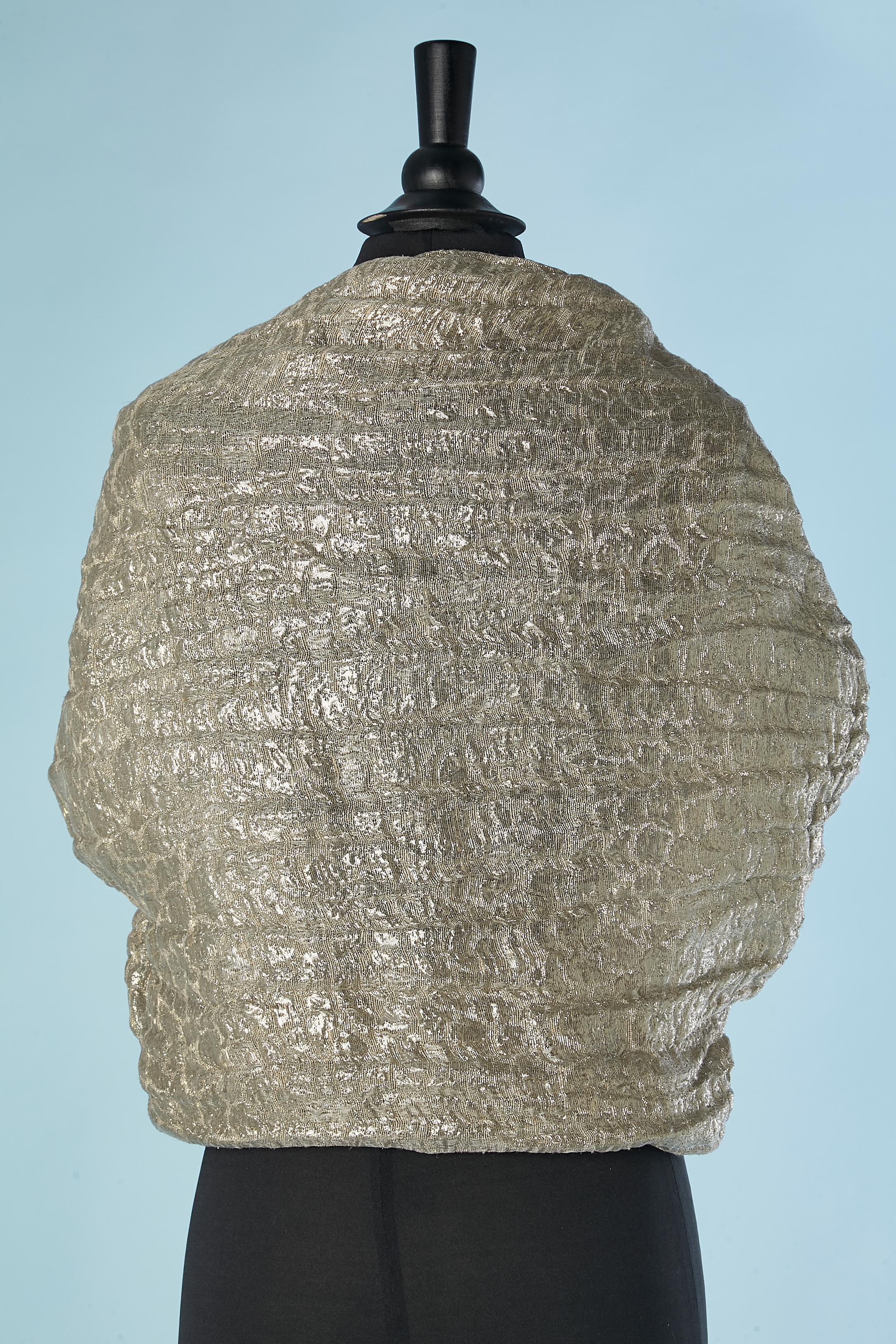 Geschwungene Jacke aus Leinen und Seiden Lurex mit Schleife auf der Büste Lanvin von Alber Elbaz (Grau) im Angebot