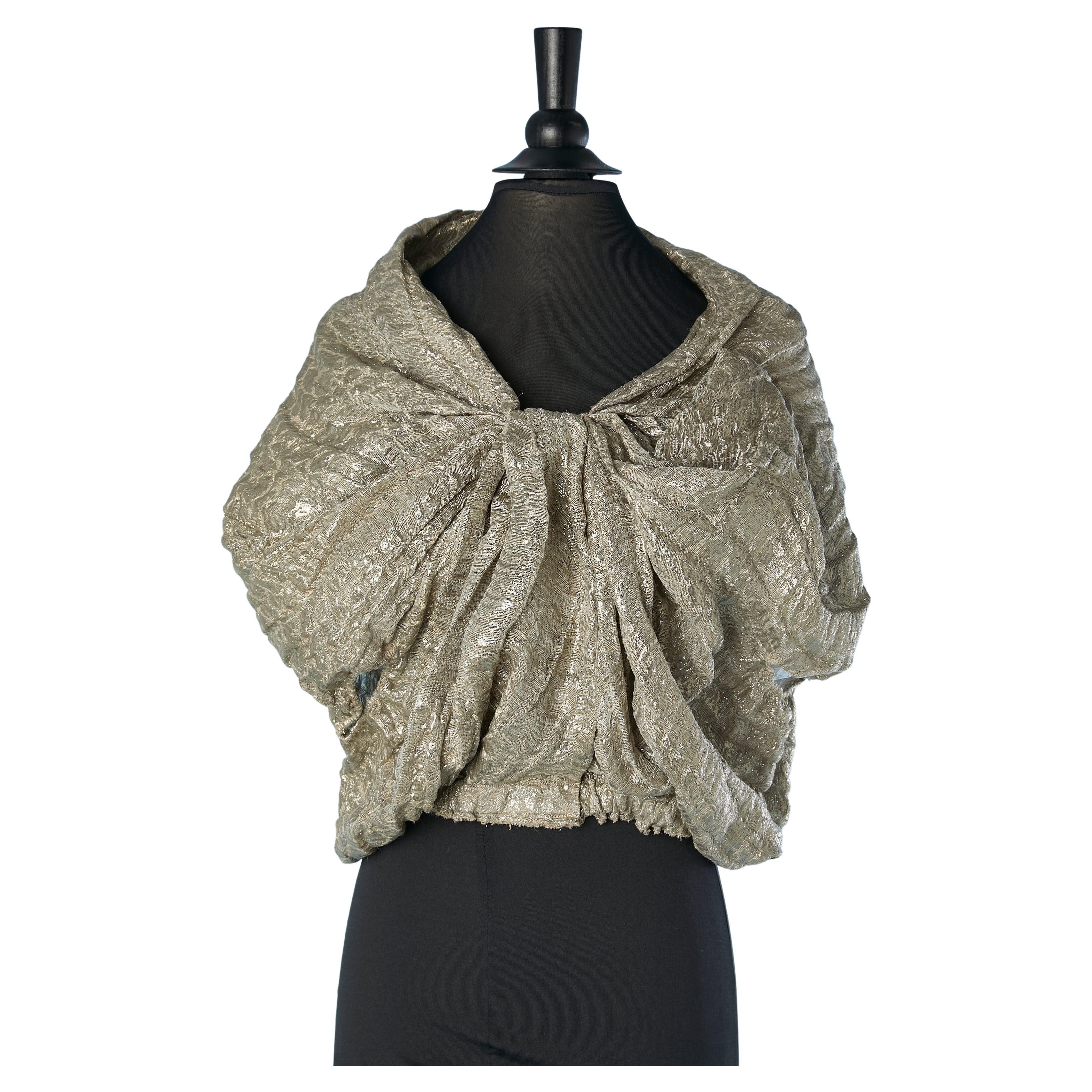 Wrinkled linen and silk lurex jacket with bow on the bust Lanvin by Alber Elbaz For Sale