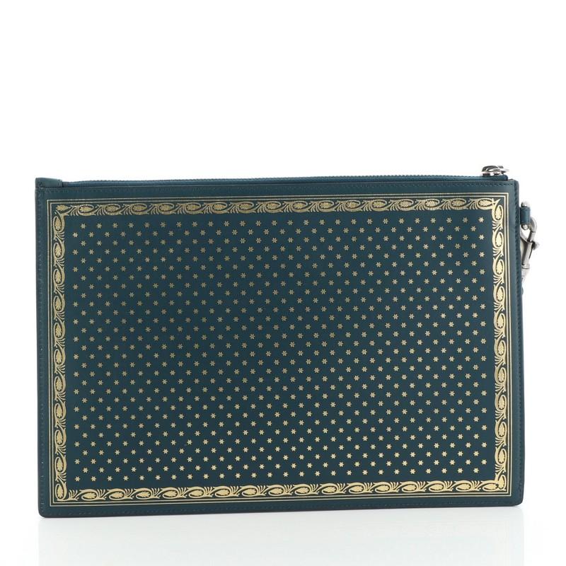Black Wristlet Clutch Limited Edition Printed Leather