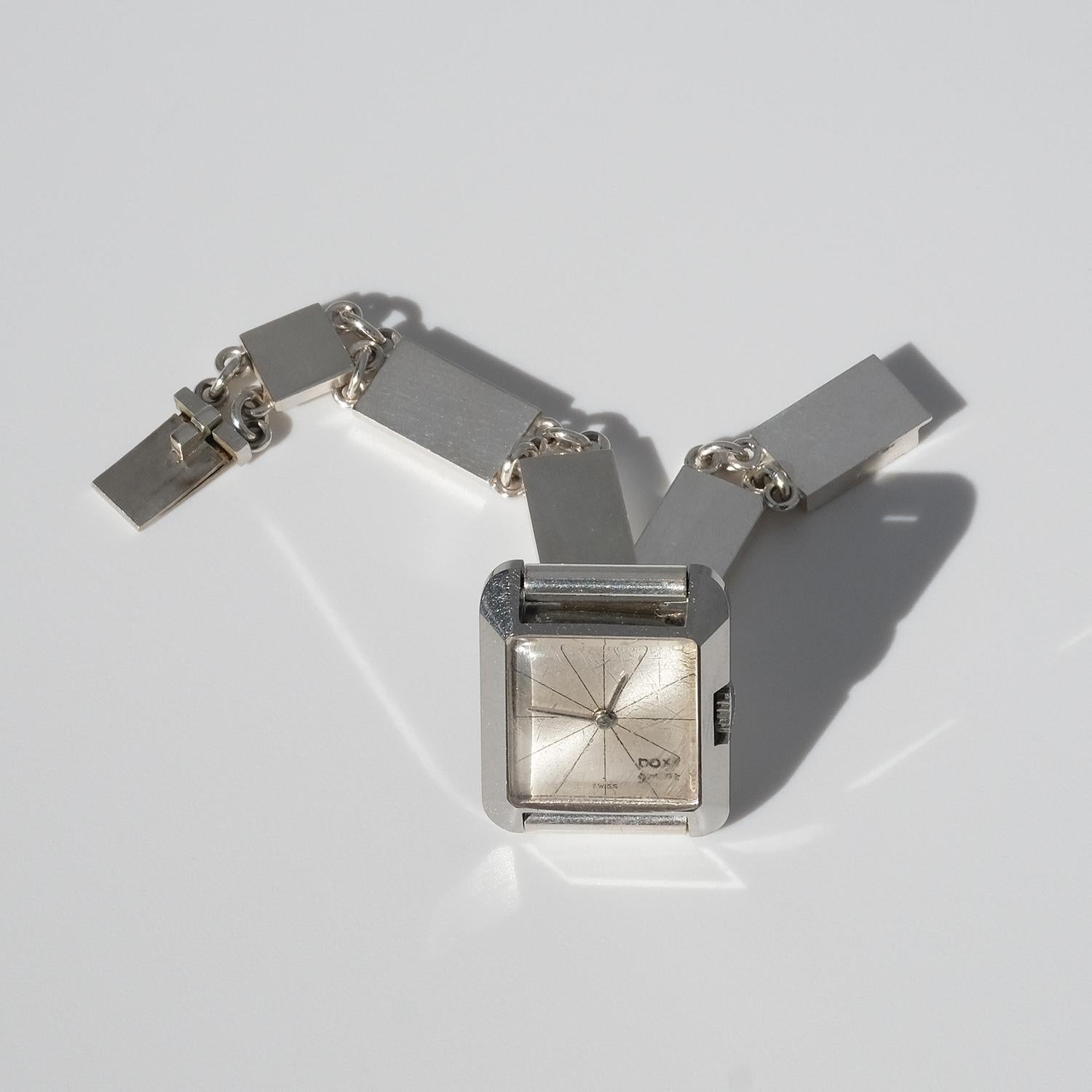 Wristwatch Doxa with a Silver Bracelet by Wiwen Nilsson, Made 1964 2