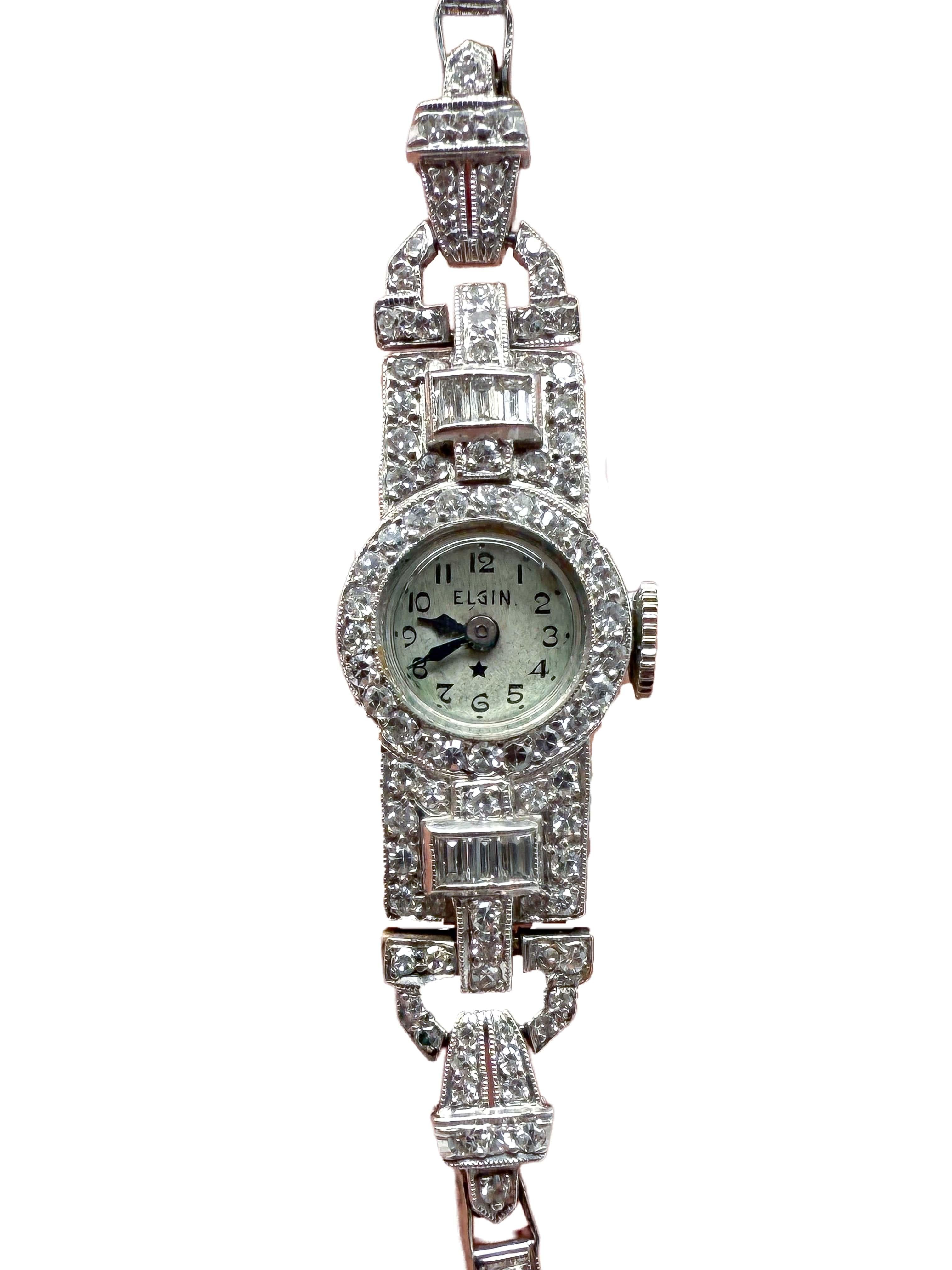 Art déco Wristwatch, platinum and white gold, with diamonds, Art Deco en vente