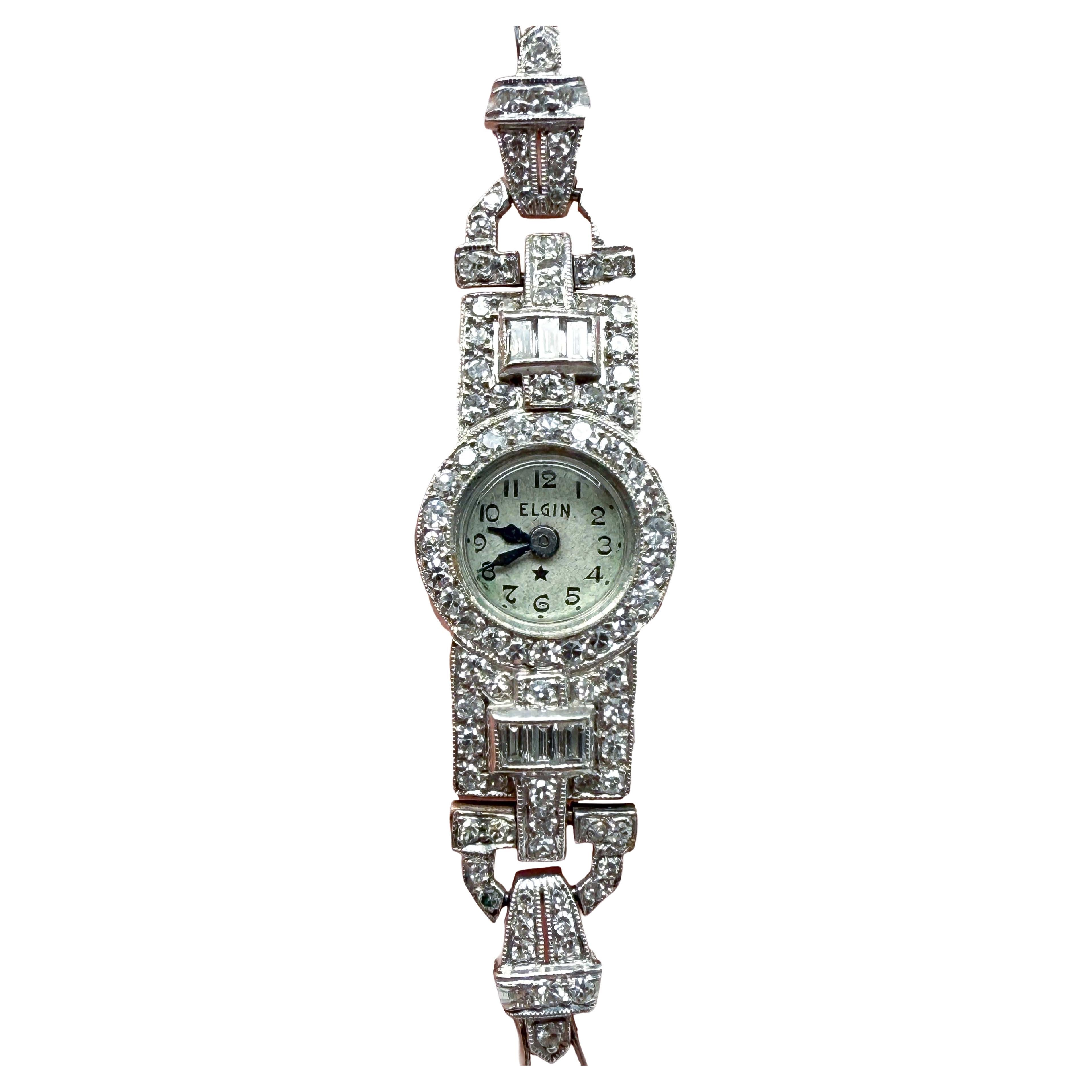 Wristwatch, platinum and white gold, with diamonds, Art Deco