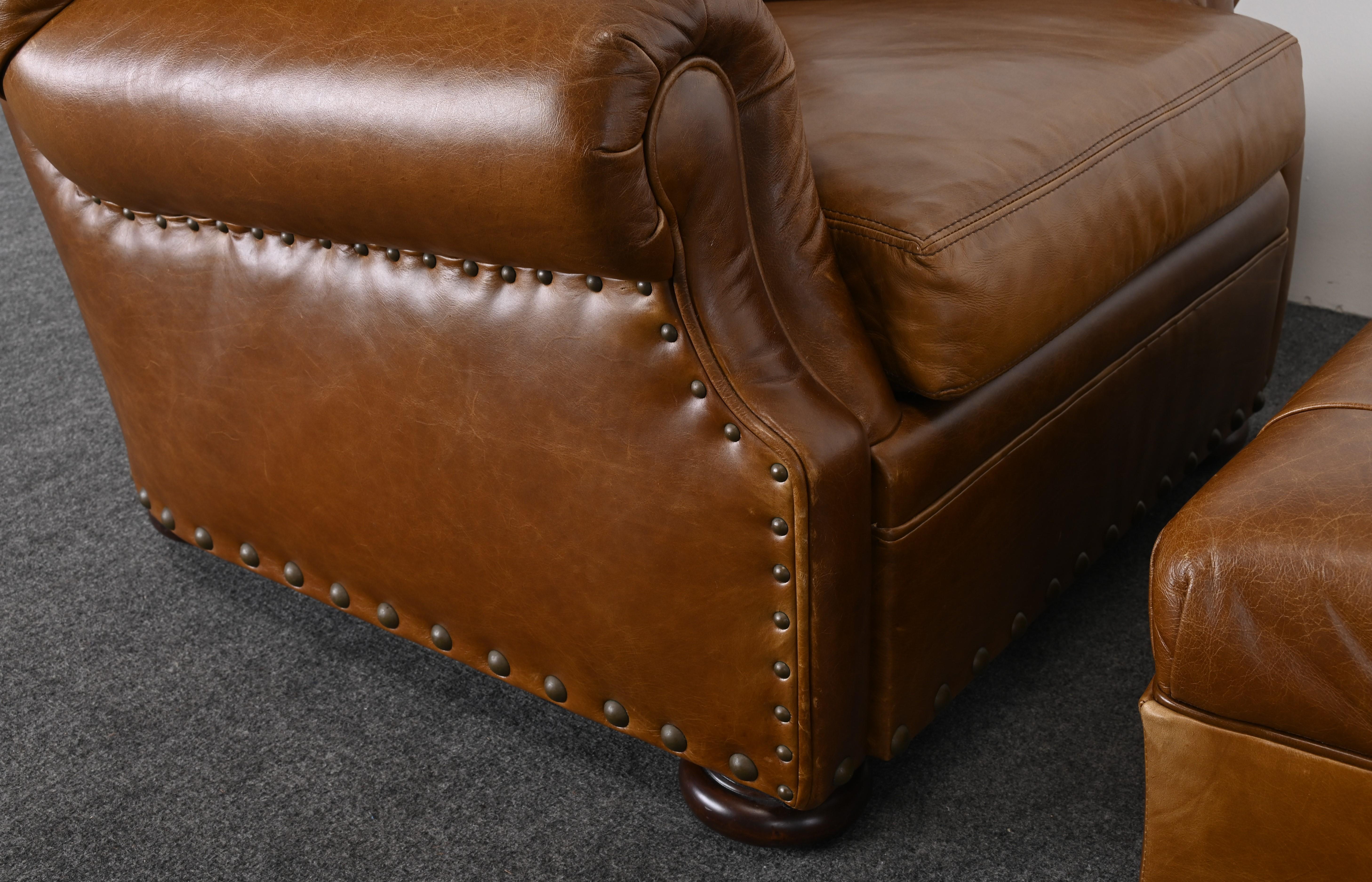 Leather Writers Chair and Ottoman by Ralph Lauren, 20th Century