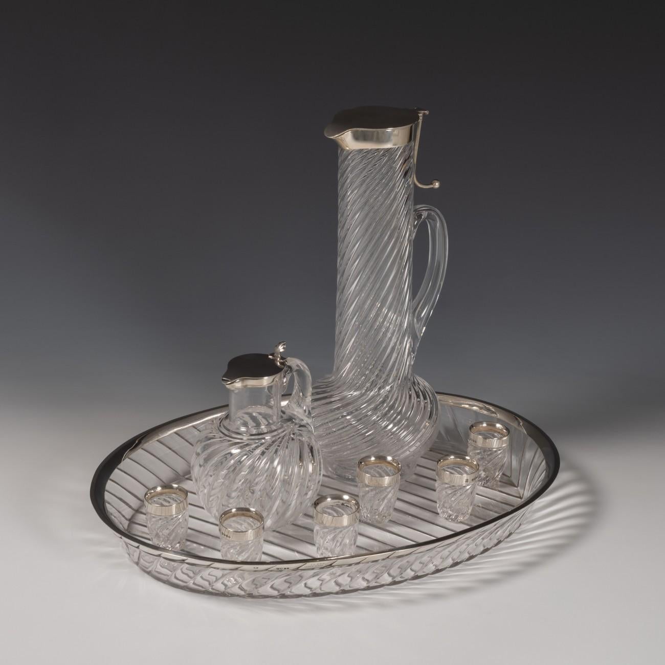 Writhen Glass Decanter, Hallmarked, 1876 14