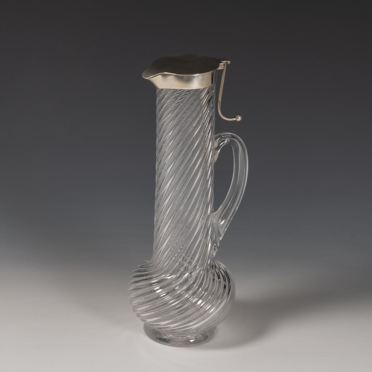 Late 19th Century Writhen Glass Decanter, Hallmarked, 1876
