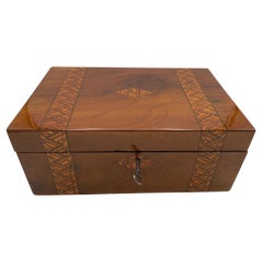 Antique Writing Casket Box, Walnut with Inlays, England, Late 19th Century