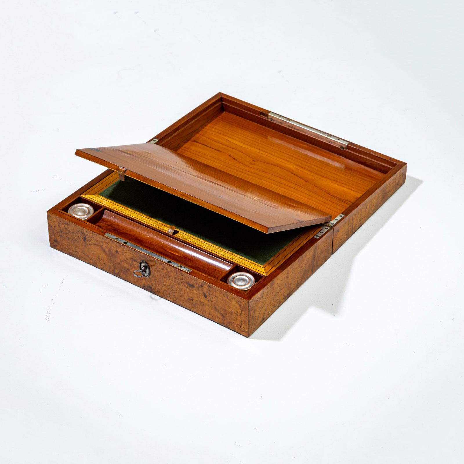 German Writing Casket with Steel-Cut Decoration, Biedermeier, early 19th Century For Sale