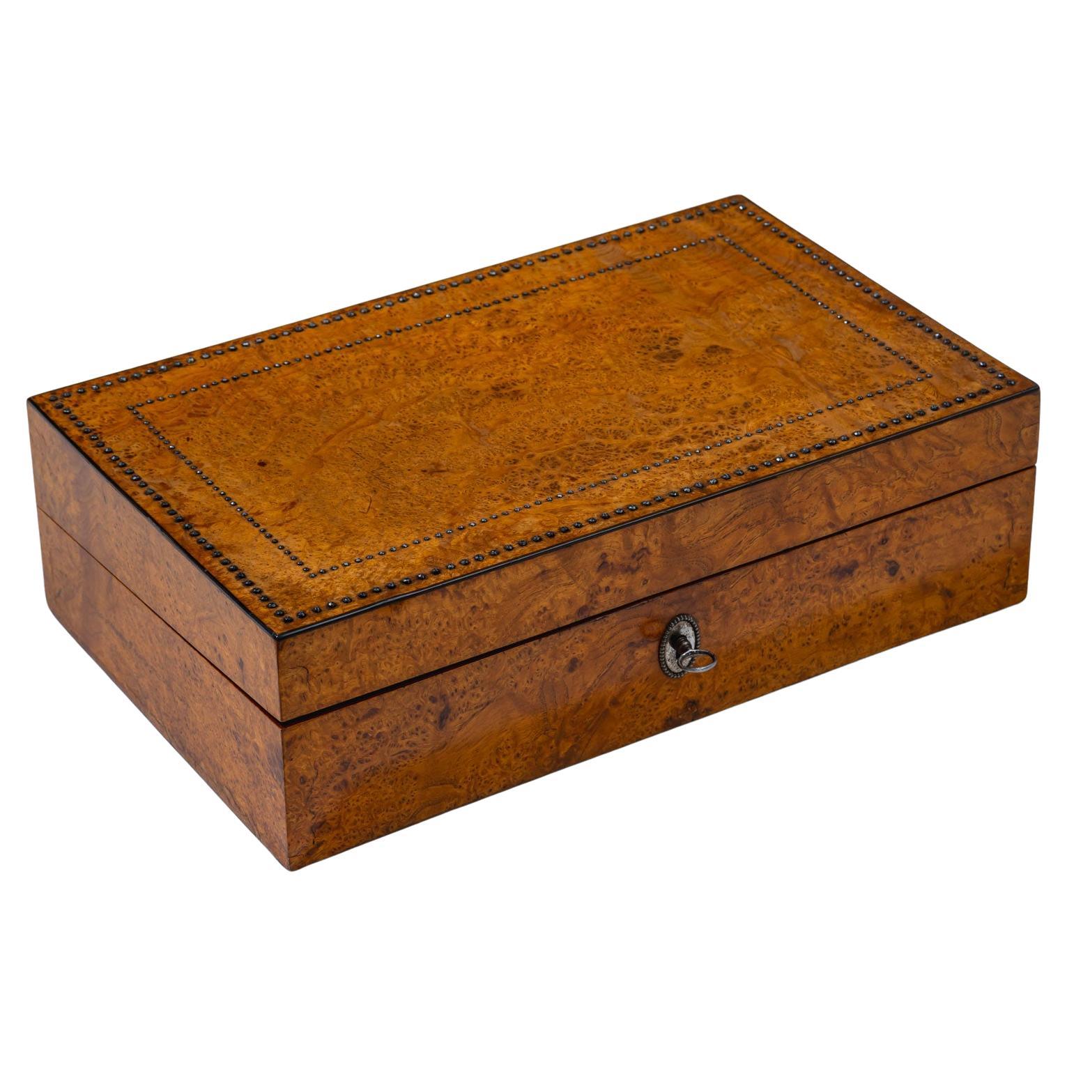 Writing Casket with Steel-Cut Decoration, Biedermeier, early 19th Century For Sale