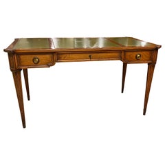 Writing Desk 19th Century French Styling in Cherry with Green Leather Surface Writing Desk 19th Century French Styling in Cherry with Green Leather Surface