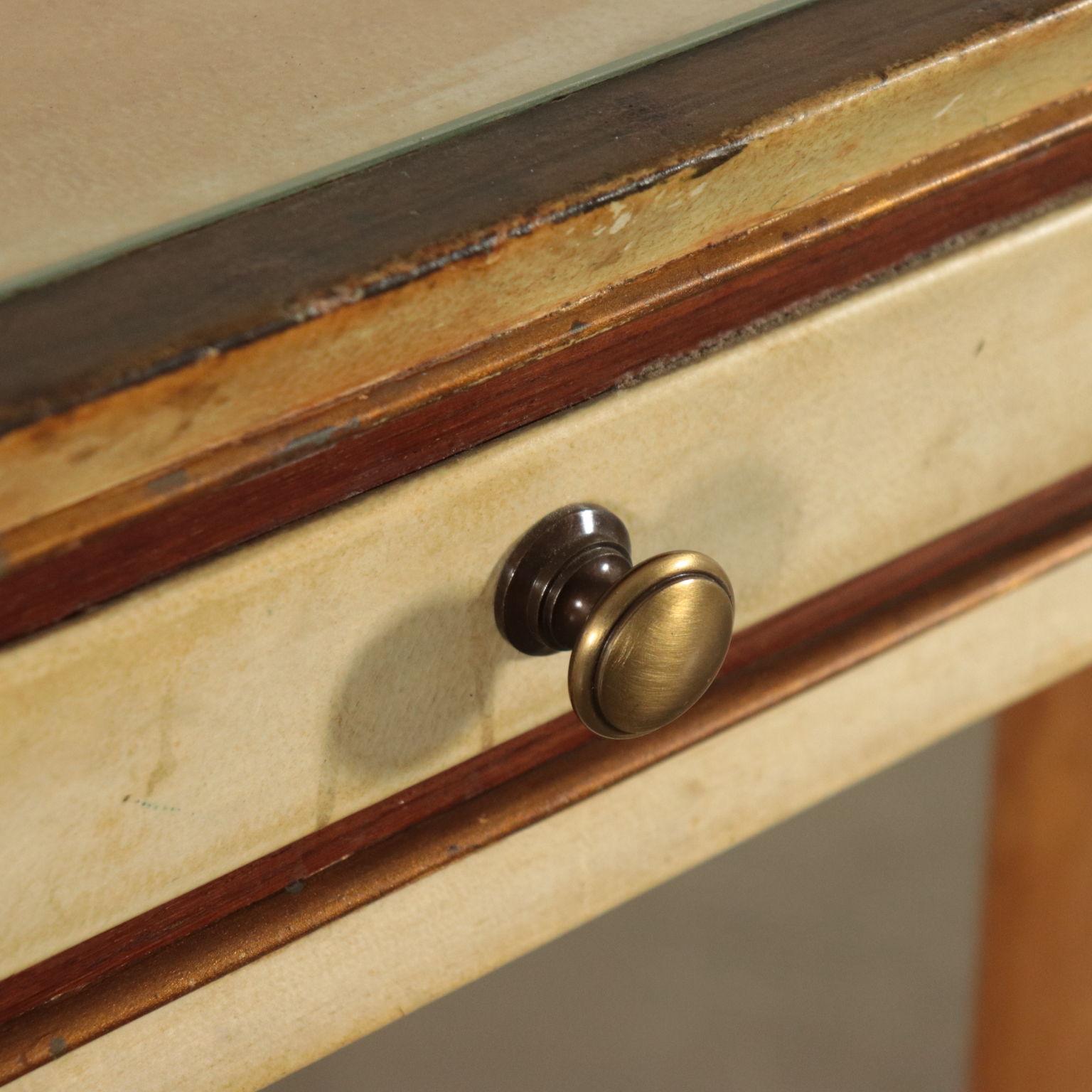 Writing Desk Beech Glass Parchment Paper, Italy, 1950s 1