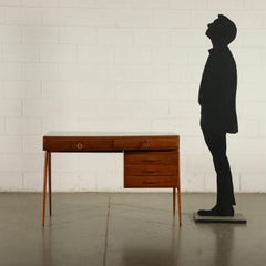 Writing Desk Beech Mahogany Veneer Formica, Italy, 1950s