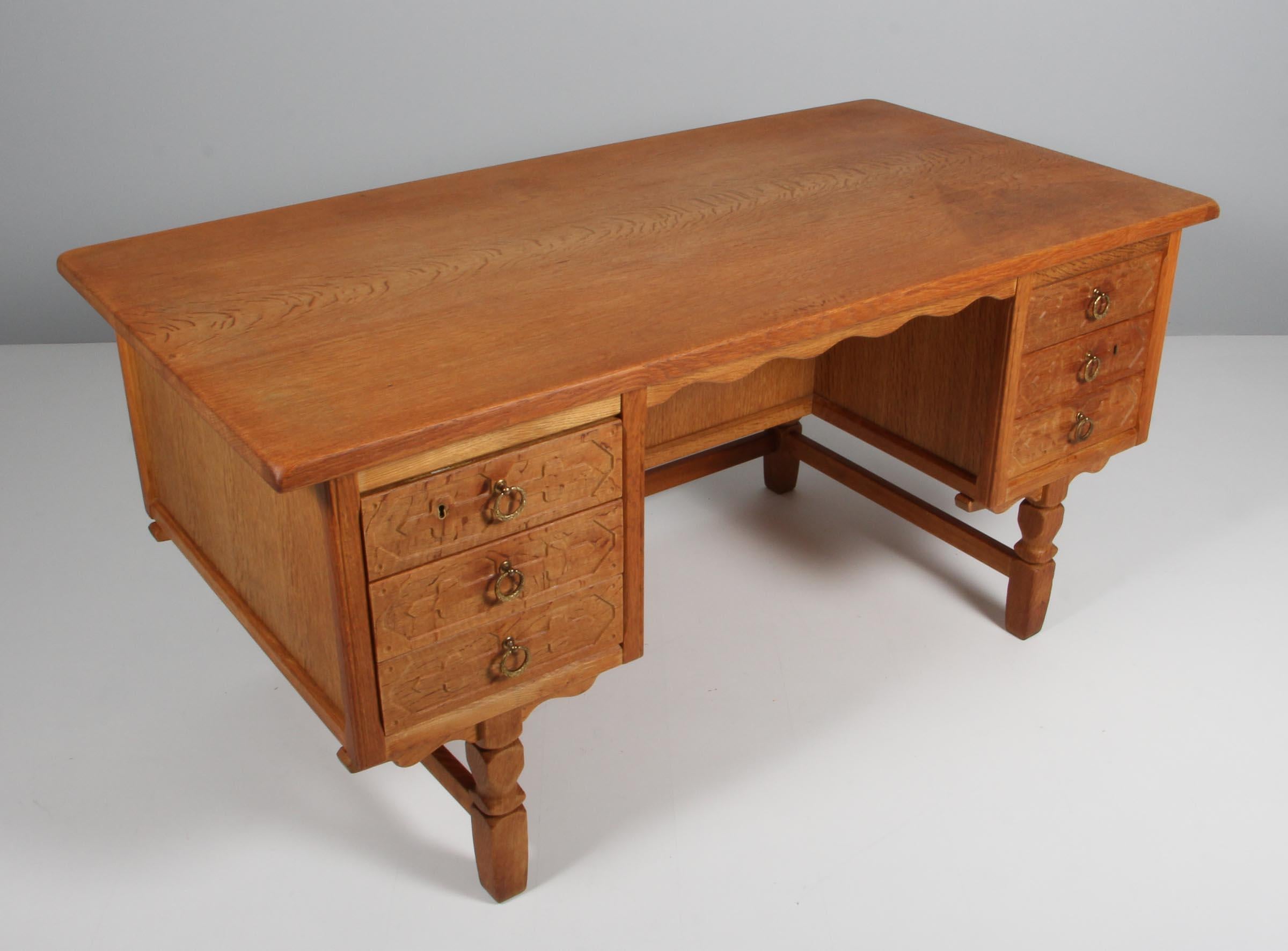 Oak Writing Desk by Henry Kjærnulf For Sale