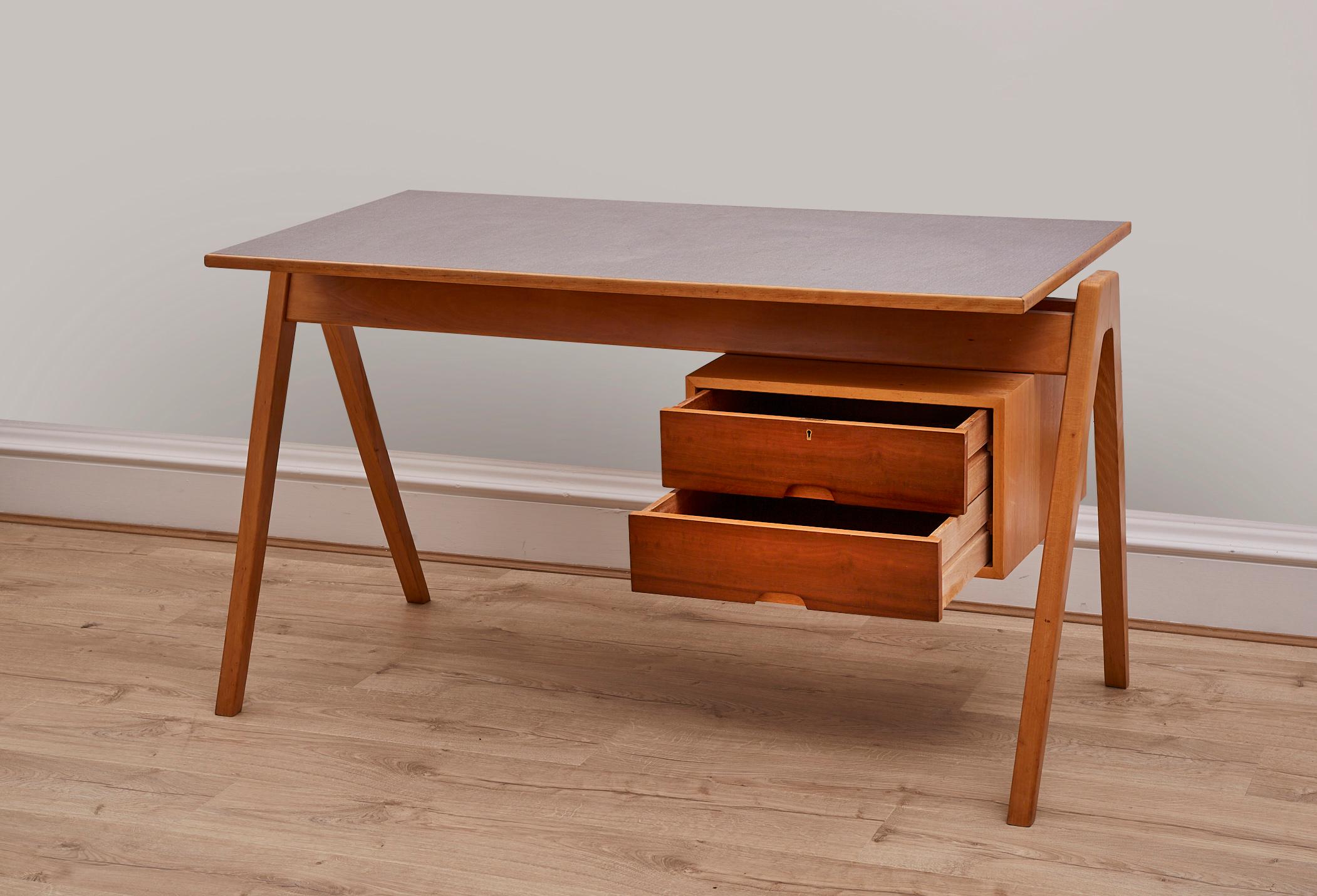 Beech Writing Desk by Robin Day For Hillie. 1950's 