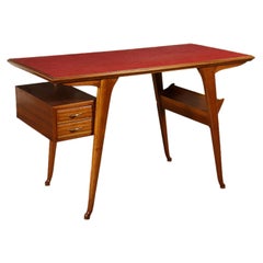 Writing Desk Formica Beech Veneer Solid Wood, Italy, 1950s